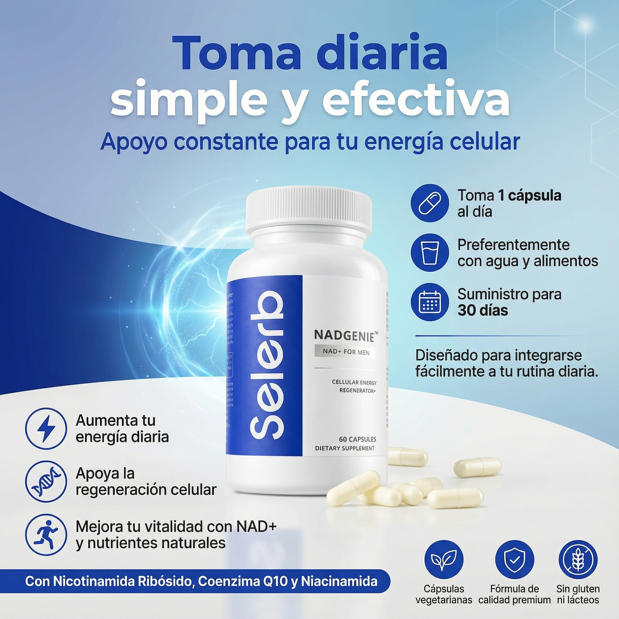 vitalNad+ Selerb Booster - Suplemento para Hombres